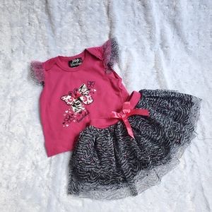 18M Pink and Zebra Tutu skirt set